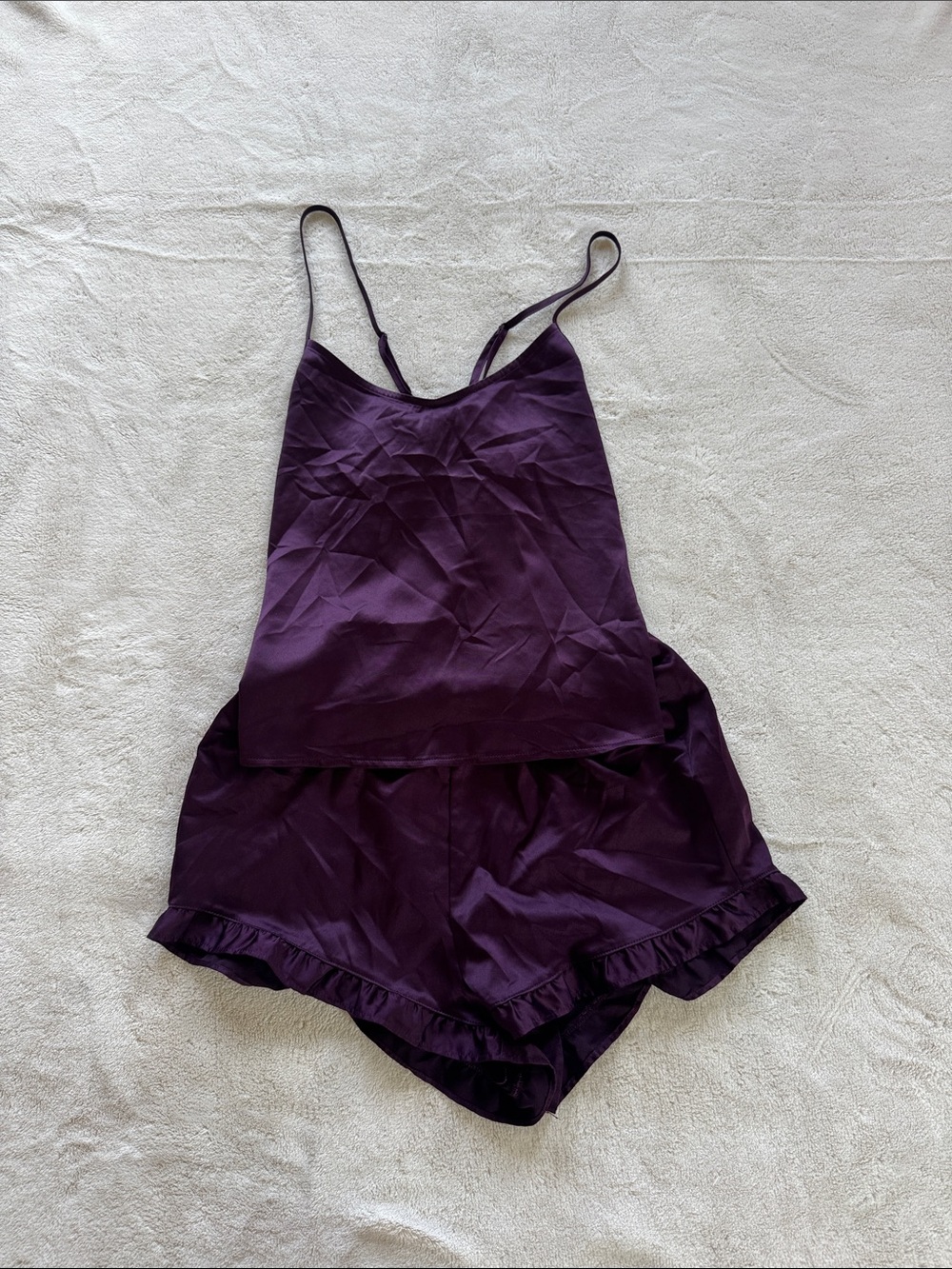 Express Plum Ruffle Hem Cami & Short Sleep Set